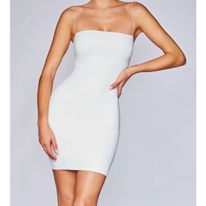 Thin strap White bodycon dress double lined